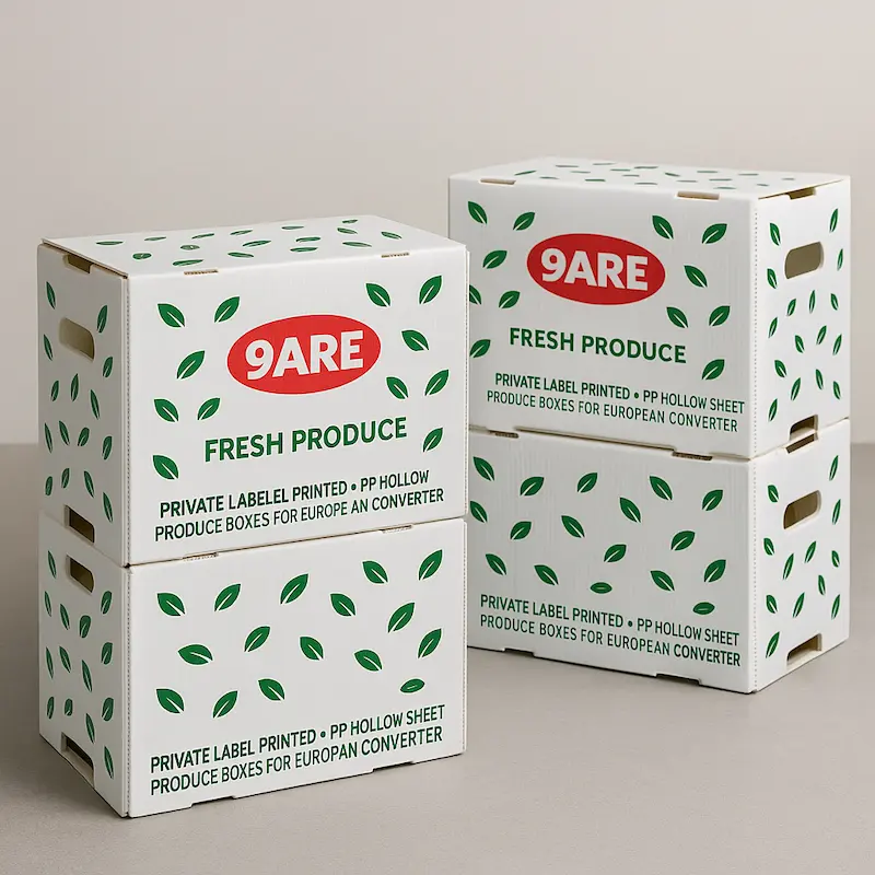 Private label printed PP hollow sheet produce boxes on converter production line